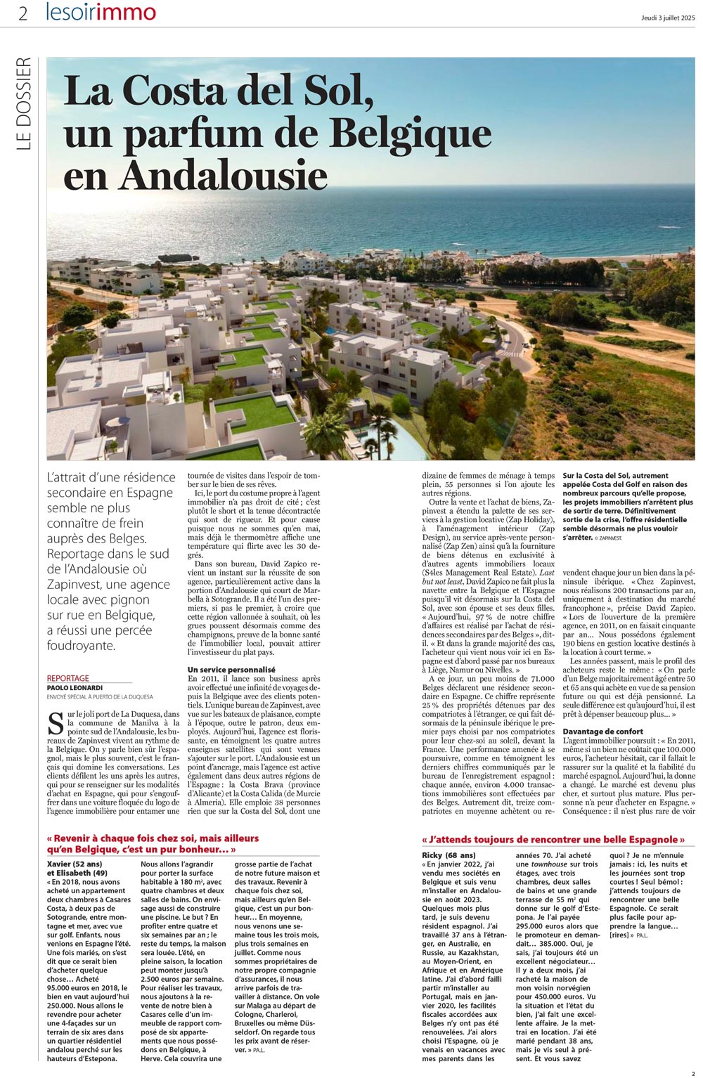 2025 07 02 LeSoir Immo 2 les belges vont tous tous tous en espagne Page